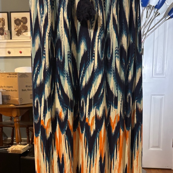 Elegant Blue and Orange Maxi Dress - Picture 5 of 12